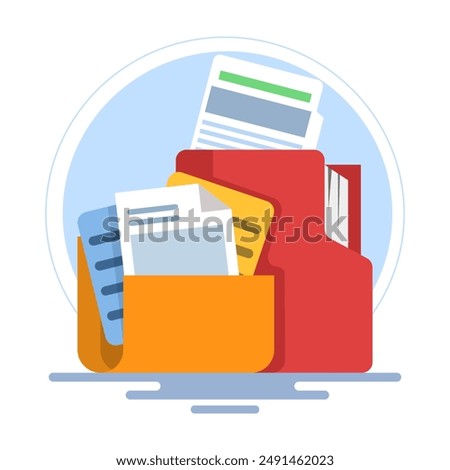 File storage concept, adding files to the main folder. Search and store data info in the database. document or file archive, information storage. File icon concept. document management. flat vector.