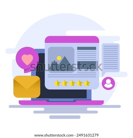 Concept of Content marketing on the internet, Posting content on social media, Writing useful content for the audience, Email marketing, SEO, branded content, flat vector illustration on background.