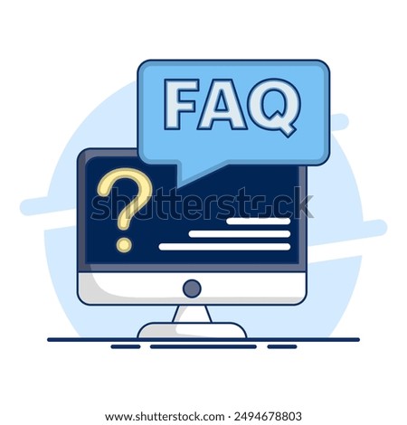 FAQ concept, Frequently asked questions, Website with FAQ page, Question and answer page to help audience, Questions or problem solving, online support center questions digital tool. flat vector.