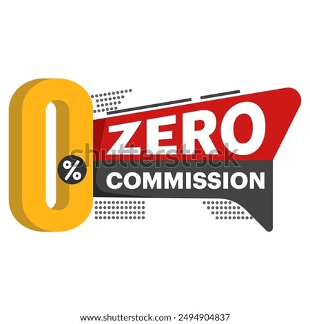 zero percent commission label concept. Zero percent commission banner. Special offer badges without commission for promotions. discount coupons or gift vouchers. Flat vector illustration on background