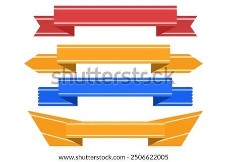 Set of Ribbons, Banners, Badges, ribbons for product labels and logos. Set of vector flat ribbon templates for label and logo design. Colorful Labels - Design Elements on background.