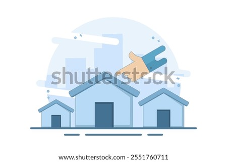 concept of choosing a new home based on budget, income, or lifestyle. think wisely, choose different house variants, Home affordability calculation. Flat vector illustration on background.