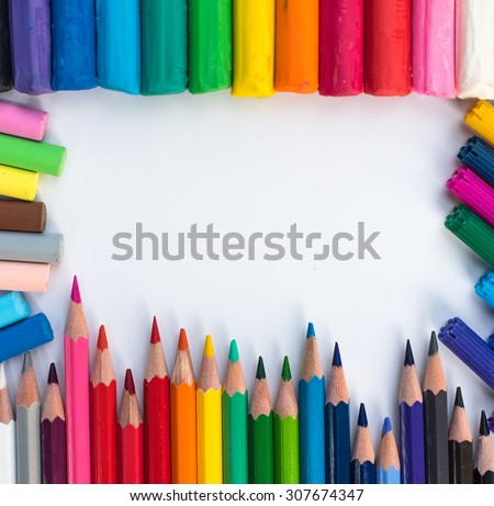 Color pencils background. close up of pencil color and cray.colorful.rainbow.