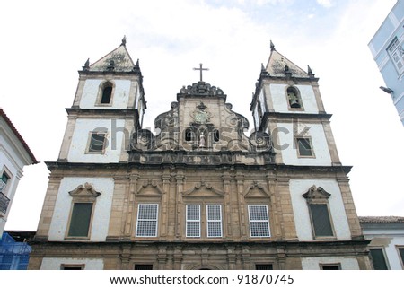 old church in pelourinho historical place in bahia brazil