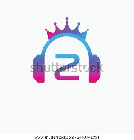 Initial Letter Z Music Logo, Music Logo Crown Headphone Symbol Logo Icon Vector Template