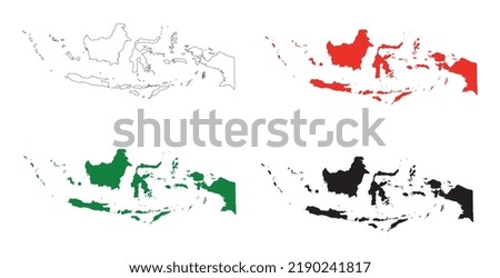 Indonesia gradient flat maps color collection