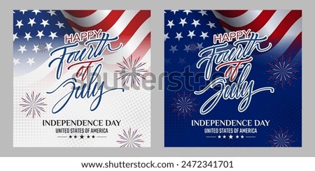 Happy 4th of July greeting, set of abstract backgrounds, fourth july, for sale, banner, posters, cover design templates, social media wallpaper stories