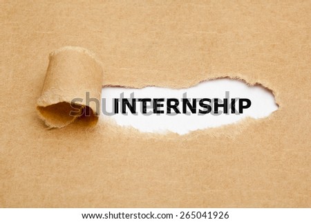 The word Internship appearing behind torn brown paper.