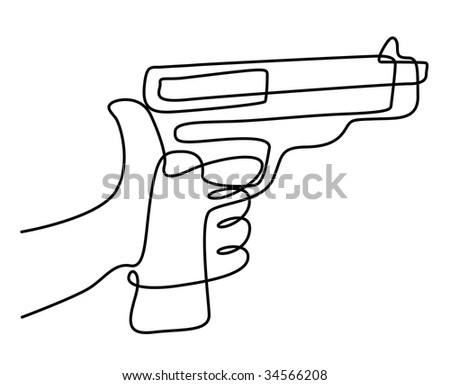 Draw Illustration Of Gun In A Hand From Solid Line - 34566208 ...