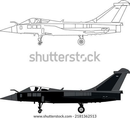 RAFALE AIR B (BIPLACE), symbol, black and white, vector, illustration, layout, an American fighter. Silhouette of airplane

