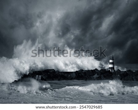 Waves at the pier of Ahlbeck on Usedom in winter