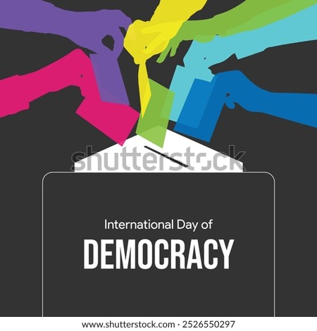 International Day of Democracy, spread awareness of democracy, September 15, Box vote, Creative Ads, Social media post, Equality, diversity, inclusion, elections, voting rights, banner, flyer