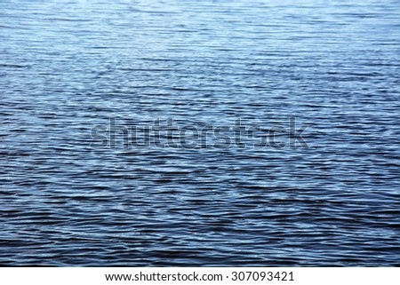 Ripples on the blue water at the wind. Background, texture