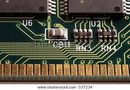 Detail of memory chip with three components