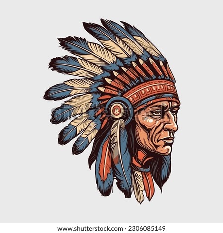 Vintage retro mnimial modern apache chief native american tribe character person. Can be used for logo, emblem or graphic design. Graphic Art. Vector Illustration.