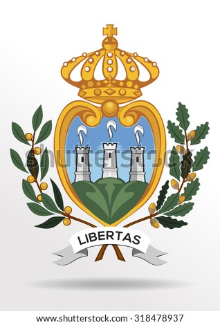 Coat of arms of Most Serene Republic of San Marino. Vector illustration.