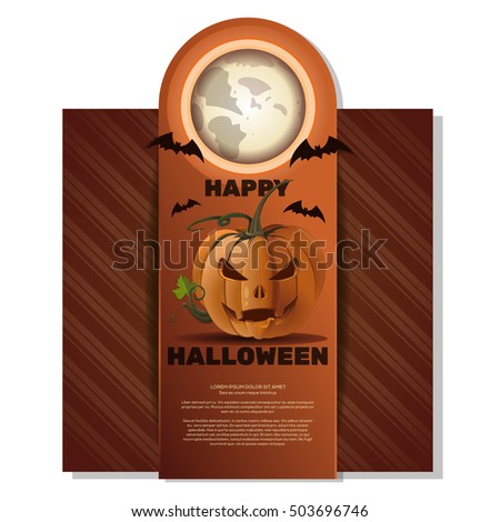 Halloween card. Happy Halloween. Jack-o'-lantern (Jack o lantern), full moon, bats and lettering on a retro background. Vector illustration Stock fotó © 