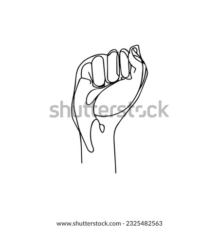 Vector illustration. One-line drawing of a human fist.