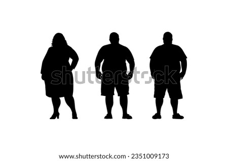 vector illustration. Silhouettes of overweight people. Big set.