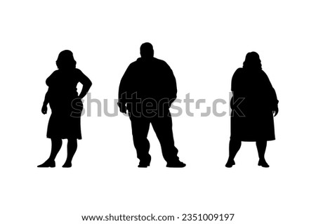 vector illustration. Silhouettes of overweight people. Big set.