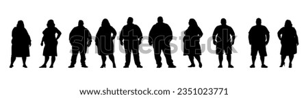 vector illustration. Silhouettes of overweight people. Big set
