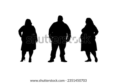 vector illustration. Silhouettes of overweight people. Big set.