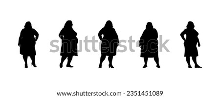 vector illustration. Silhouettes of overweight people. Big set of married couples.