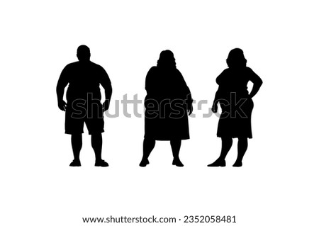 vector illustration. Silhouettes of overweight people. Big set.