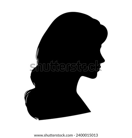 Vector illustration. Silhouette of a woman in profile.