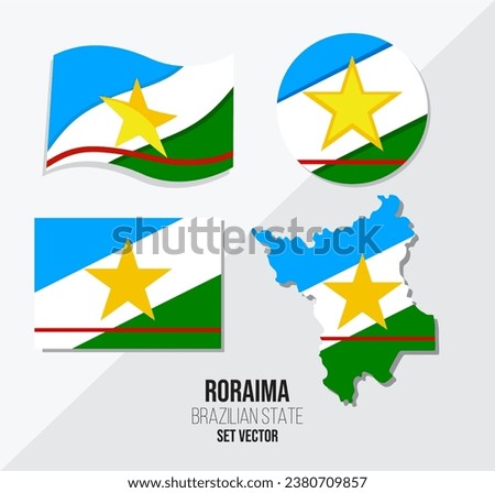 Roraima - RR - Bandeira - Brazil state vector set flag symbol map and circle flag
