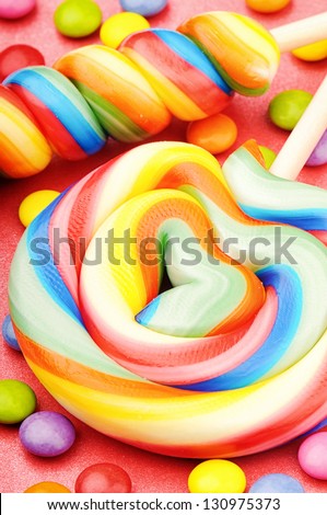 Colorful lollipops and smarties