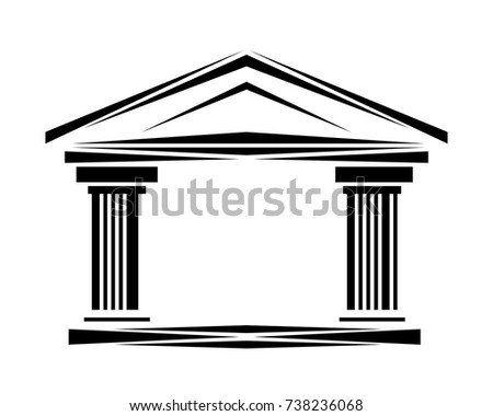 Roman classical arch logo facade ionic logo icon. Simple illustration of arch with columns wit copy space logo icon for web or print design