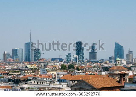 Milan, ,Italy - 2015 Skyline Milan with skyscrapers