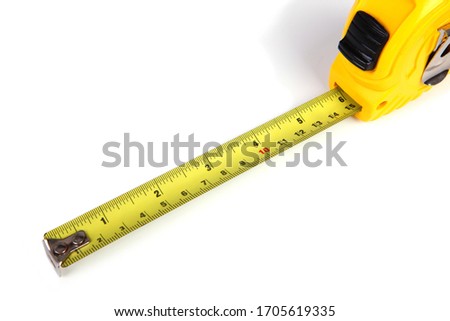 Yellow measuring tape isolated on white background, 6in. ストックフォト © 