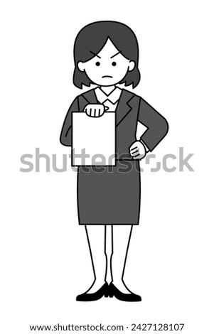 A simple illustration of a woman presenting decisive evidence