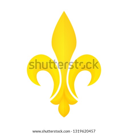 Golden Fleur-de-lis symbol. Mardi Gras or Fat Tuesday icon. Heraldic element. 