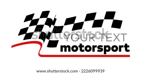 Race flag with motorsport text Logo Vector Car Decal Sticker, Symbol Sport Logo. Checkered flag.