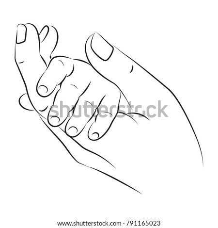 linework hand holding baby hand 