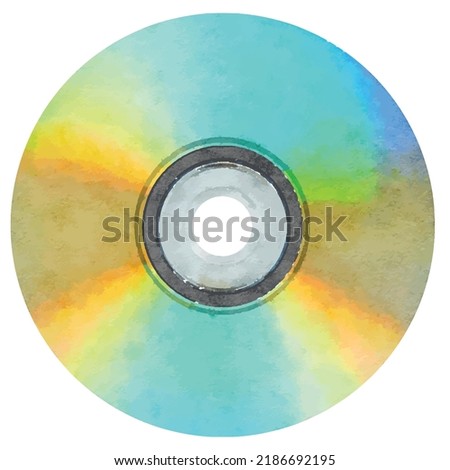 Cd disk vector picture. Dvd on white background. Compact picture. Blu ray disk. Vintage computer stuff. Cartoon cd disk. Multimedia. Computer software. Clipart for logo, greeting card and decoration.