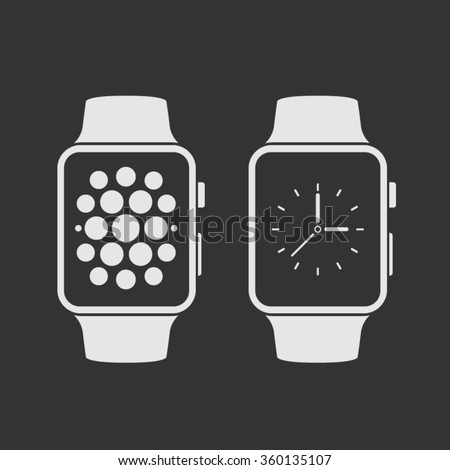 Smart watch with icons. Vector illustration.