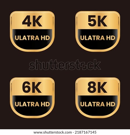 golden color 8k,6k,5k,2k, and 4k ultra hd button