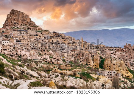 Uchisar Castle and town, Cappadocia, Central Anatolia, Turkey ストックフォト © 