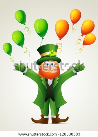 Vector Happy Leprechaun Cartoon Illustration - 128538383 : Shutterstock