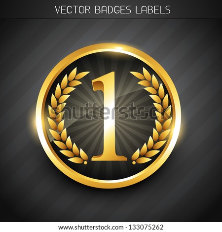 Winner Emblem Golden No. 1 Label Design Stock Vector 133075262 ...