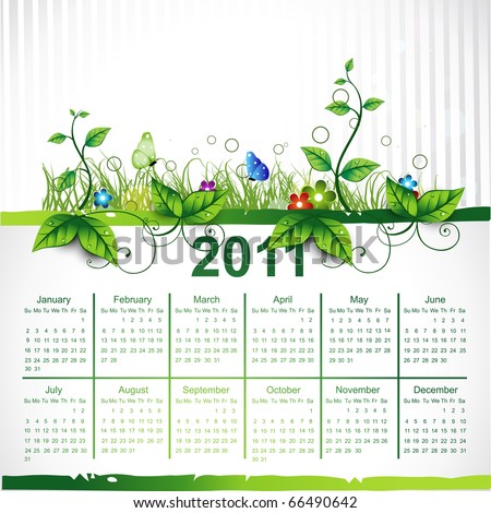 Calendar Eco Leaf Vector Design - 66490642 : Shutterstock