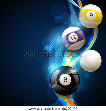 vector pool balls on blue glowing background