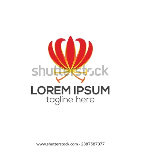 Gloriosa logo, flame lily or fire lily flower logo design isolated vector template