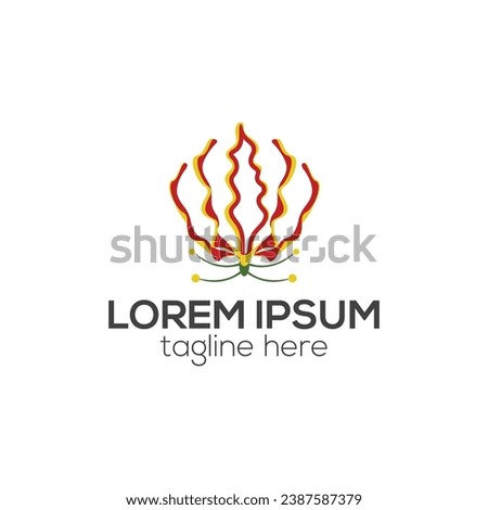 Gloriosa logo, flame lily or fire lily flower logo design isolated vector template