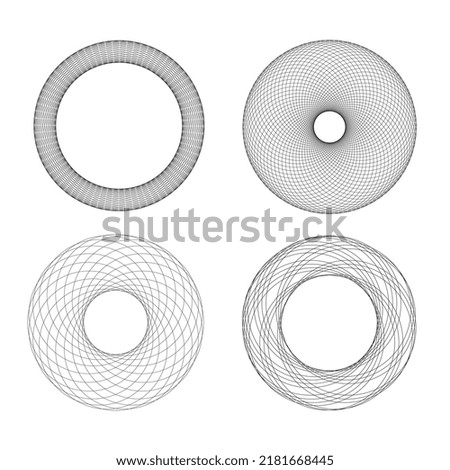 4 Wireframe circle styles vector design. 