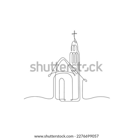 Single Line Church Vector Art